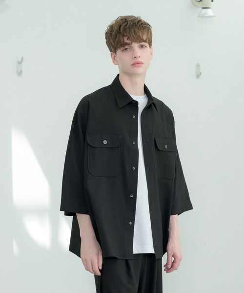 melt.（メルト）の「melt. - ドレープCPOドルマンオーバーシャツ（シャツ/ブラウス・メンズ・ブラック/ライトベージュ・SMALL/MEDIUM/LARGE）」の8枚目の写真