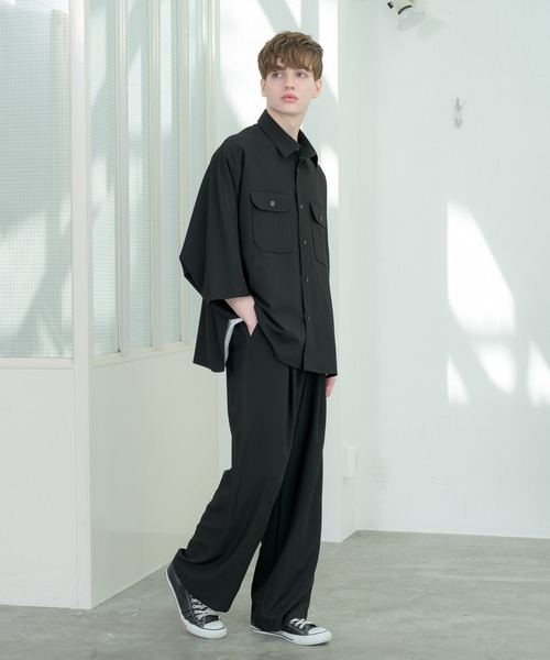 melt.（メルト）の「melt. - ドレープCPOドルマンオーバーシャツ（シャツ/ブラウス・メンズ・ブラック/ライトベージュ・SMALL/MEDIUM/LARGE）」の18枚目の写真