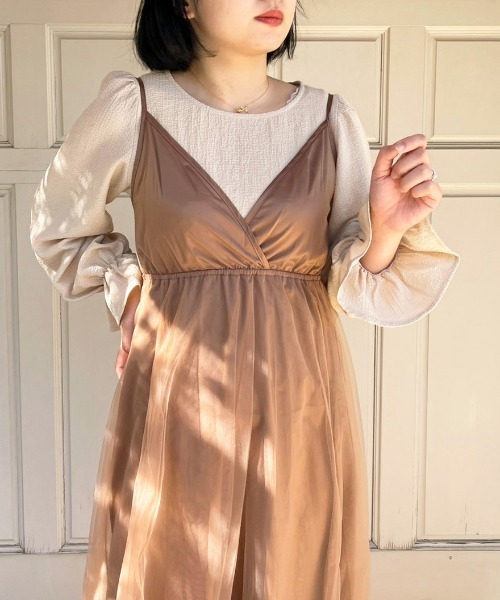 apres jour(アプレジュール)の「チュールサテンワンピース【ZOZOTOWN限定アイテム】【3AP】(ワンピース・レディース・グレー系その他/アイボリー/モカ/スモークピンク・フリー/X-LARGE)」の17枚目の写真