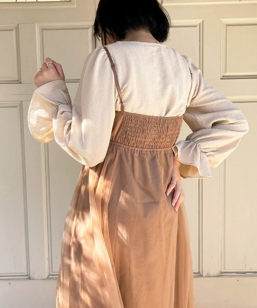 apres jour(アプレジュール)の「チュールサテンワンピース【ZOZOTOWN限定アイテム】【3AP】(ワンピース・レディース・グレー系その他/アイボリー/モカ/スモークピンク・フリー/X-LARGE)」の19枚目の写真