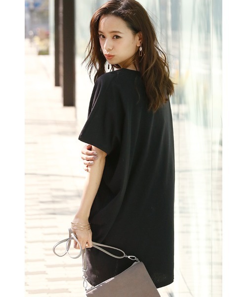 ElegChic(エレグシック)の「アシンメトリーコットントップス(Tシャツ/カットソー・レディース・カーキ/ベージュ/チャコールグレー/ブラック/オフホワイト・M/XL/4L)」の15枚目の写真