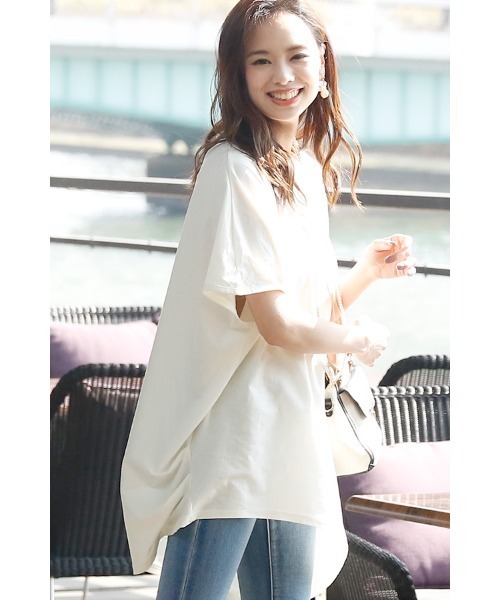 ElegChic(エレグシック)の「アシンメトリーコットントップス(Tシャツ/カットソー・レディース・カーキ/ベージュ/チャコールグレー/ブラック/オフホワイト・M/XL/4L)」の17枚目の写真