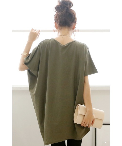 ElegChic(エレグシック)の「アシンメトリーコットントップス(Tシャツ/カットソー・レディース・カーキ/ベージュ/チャコールグレー/ブラック/オフホワイト・M/XL/4L)」の21枚目の写真