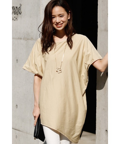 ElegChic(エレグシック)の「アシンメトリーコットントップス(Tシャツ/カットソー・レディース・カーキ/ベージュ/チャコールグレー/ブラック/オフホワイト・M/XL/4L)」の22枚目の写真