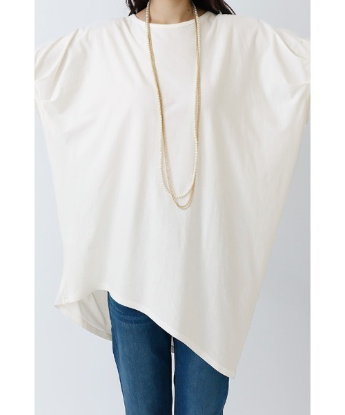 ElegChic(エレグシック)の「アシンメトリーコットントップス(Tシャツ/カットソー・レディース・カーキ/ベージュ/チャコールグレー/ブラック/オフホワイト・M/XL/4L)」の7枚目の写真