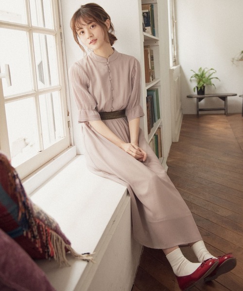 idem(イデム)の「wavy chiffon onepiece/ウェービーシフォンワンピース(ワンピース・レディース・ブラック/ベージュ・FREE)」の2枚目の写真