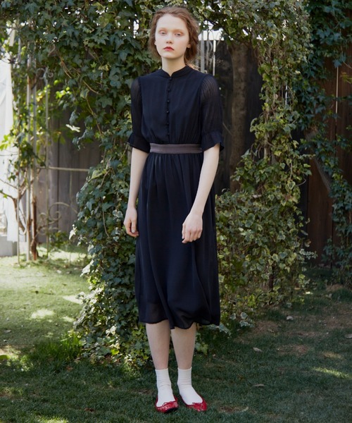 idem(イデム)の「wavy chiffon onepiece/ウェービーシフォンワンピース(ワンピース・レディース・ブラック/ベージュ・FREE)」の18枚目の写真