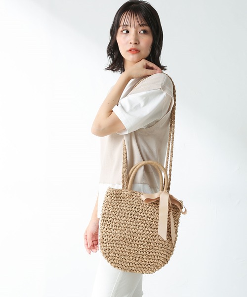 Honeys ハニーズ の リボン付雑材トートｂａｇ トートバッグ Wear