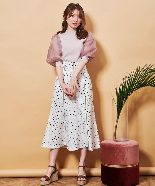 NOELA(ノエラ)の「オーガンジースリーブニット(ニット/セーター・レディース・ブラック/オフホワイト/ピンク・FREE)」の8枚目の写真