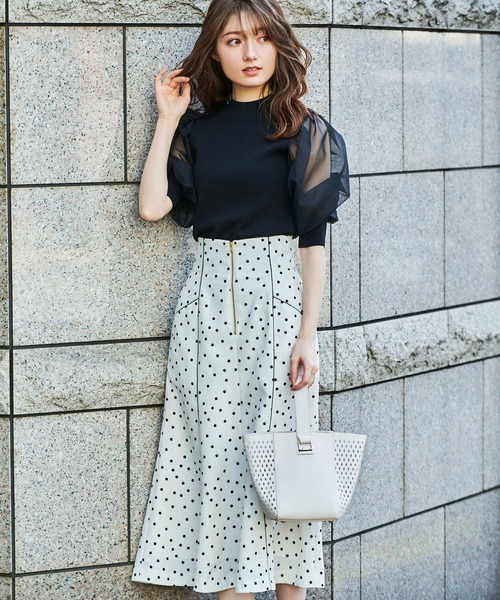 NOELA(ノエラ)の「オーガンジースリーブニット(ニット/セーター・レディース・ブラック/オフホワイト/ピンク・FREE)」の12枚目の写真