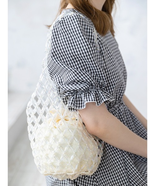 Honey Salon(ハニーサロン)の「ビーズバッグ(ハンドバッグ・レディース・ライトブルー/クリア・FREE)」の3枚目の写真