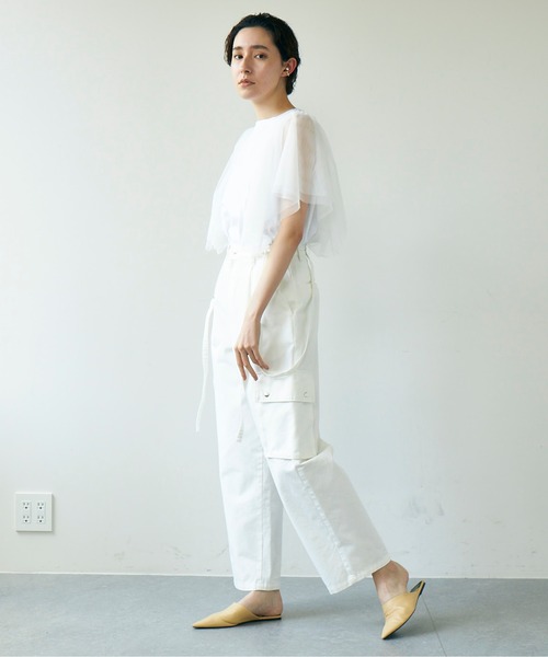 ホワイトカーゴパンツ サスペンダー付き GALLARDAGALANTE（ガリャルダガランテ）の「サスペンダー付き