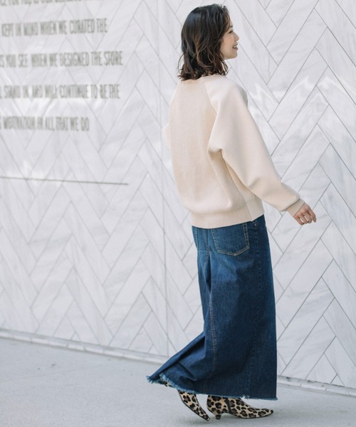 Munich（ミューニック）の「ソフトコットンダブルニットジャージー×ニットドッキング　プルオーバー(セットアップ可)（スウェット・レディース・ブラック/ブルーグレー/ライトベージュ・FREE）」の13枚目の写真