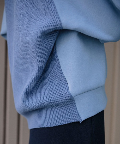 Munich（ミューニック）の「ソフトコットンダブルニットジャージー×ニットドッキング　プルオーバー(セットアップ可)（スウェット・レディース・ブラック/ブルーグレー/ライトベージュ・FREE）」の10枚目の写真