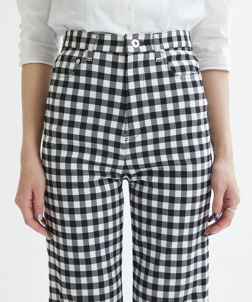 【新品未使用】MACHATT_ 25SSギンガムチェックパンツ ギンガムチェックパンツメンズ(ノータック・両脇ゴム)[住商モンブラン