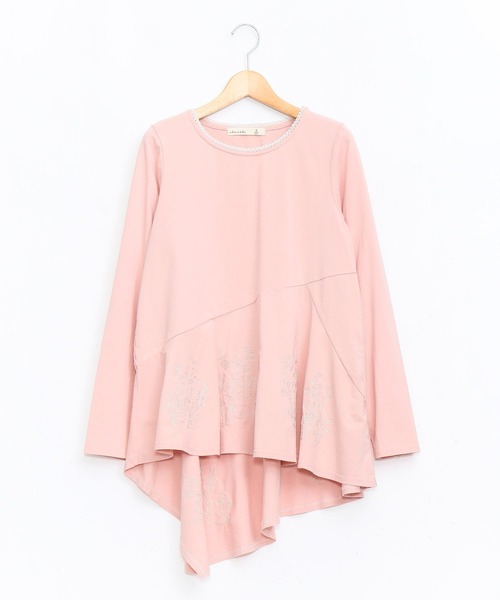 AS KNOW AS de base(アズノゥアズドゥバズ)の「咲いた咲いた切り替えプルオーバー(Tシャツ/カットソー・レディース・オフホワイト/ライトグリーン/ネイビー/ライトピンク・FREE)」の1枚目の写真