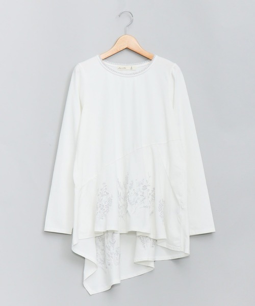 AS KNOW AS de base(アズノゥアズドゥバズ)の「咲いた咲いた切り替えプルオーバー(Tシャツ/カットソー・レディース・オフホワイト/ライトグリーン/ネイビー/ライトピンク・FREE)」の2枚目の写真