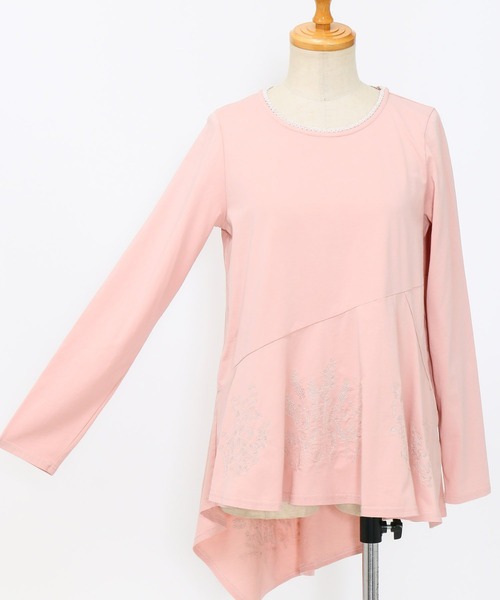 AS KNOW AS de base(アズノゥアズドゥバズ)の「咲いた咲いた切り替えプルオーバー(Tシャツ/カットソー・レディース・オフホワイト/ライトグリーン/ネイビー/ライトピンク・FREE)」の15枚目の写真