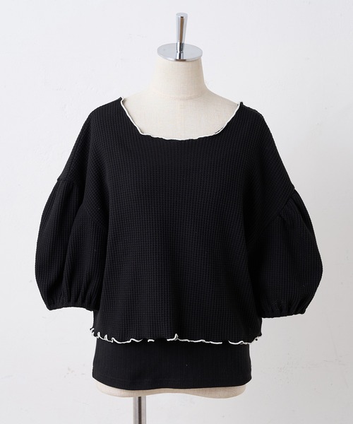 one after another NICE CLAUP(ワンアフターアナザーナイスクラップ)の「キャミセット2wayテレコトップス(アンサンブル・レディース・オフホワイト/ブラック/イエロー・FREE)」の13枚目の写真