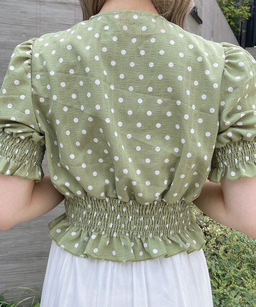 Crea titty&Co. PETIT(クレアティティーアンドコープチ)の「【過去品番】【Crea titty&Co.PETIT】フリルドットブラウス(シャツ/ブラウス・レディース・グリーン/ベージュ・FREE)」の7枚目の写真