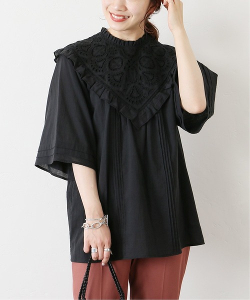 JOURNAL STANDARD(ジャーナルスタンダード)の「レースカラークラフトブラウス(シャツ/ブラウス・レディース・ブラック/ホワイト・FREE)」の2枚目の写真