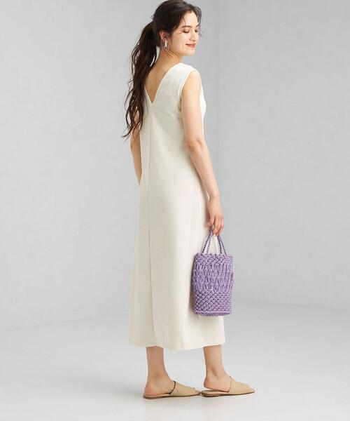 green label relaxing（グリーンレーベルリラクシング）の「FFC ブークレ バックシャン ノースリーブ ワンピース（ワンピース・レディース・ブラック/オフホワイト/イエロー・FREE）」の2枚目の写真