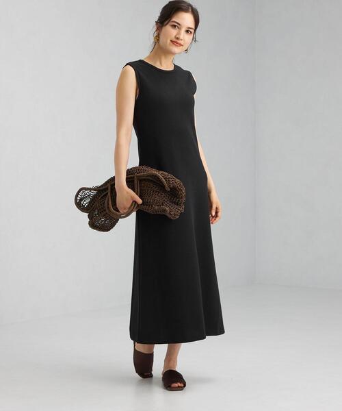 green label relaxing（グリーンレーベルリラクシング）の「FFC ブークレ バックシャン ノースリーブ ワンピース（ワンピース・レディース・ブラック/オフホワイト/イエロー・FREE）」の3枚目の写真