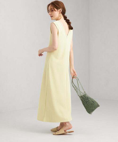 green label relaxing（グリーンレーベルリラクシング）の「FFC ブークレ バックシャン ノースリーブ ワンピース（ワンピース・レディース・ブラック/オフホワイト/イエロー・FREE）」の10枚目の写真