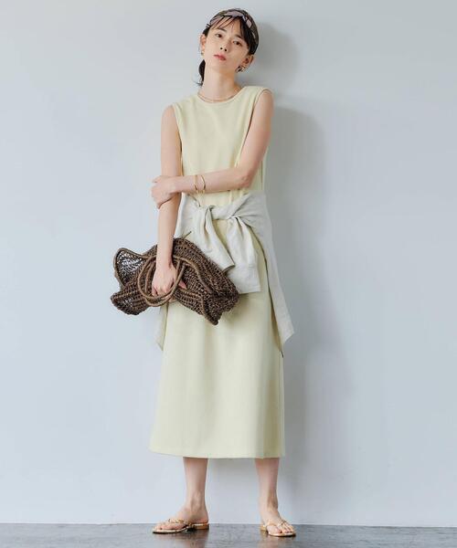 green label relaxing（グリーンレーベルリラクシング）の「FFC ブークレ バックシャン ノースリーブ ワンピース（ワンピース・レディース・ブラック/オフホワイト/イエロー・FREE）」の22枚目の写真