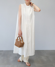 ＡＮＤＪ | バンドカラーフロントタックノースリーブシャツワンピース(シャツワンピース)