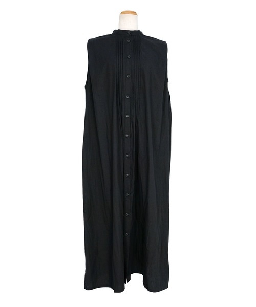 ＡＮＤＪ（アンドジェイ）の「バンドカラーフロントタックノースリーブシャツワンピース（シャツワンピース・レディース・ブラック/オフホワイト/グリーン・M）」の6枚目の写真