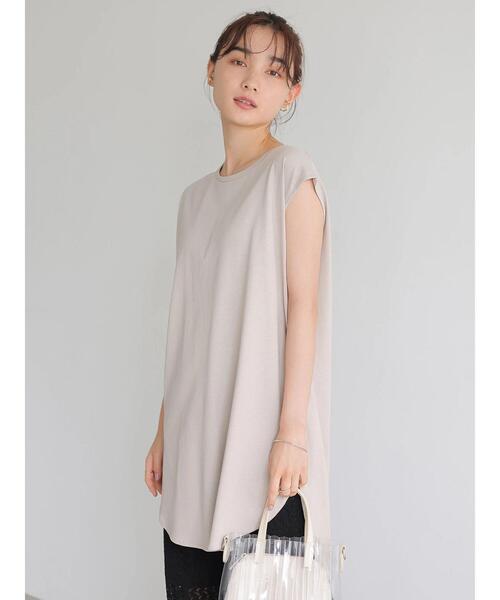 AMERICAN HOLIC(アメリカンホリック)の「裾ラウンドノースリーブカットプルオーバー(Tシャツ/カットソー・レディース・カーキ/オフホワイト/グレイッシュベージュ/その他7・M/L)」の5枚目の写真