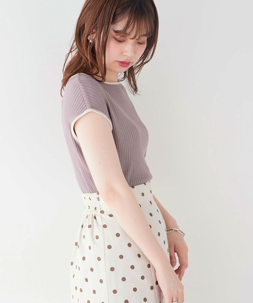 natural couture（ナチュラルクチュール）の「バイカラーリブニット（ニット/セーター・レディース・ブラック/アイボリー/モカ・FREE）」の3枚目の写真