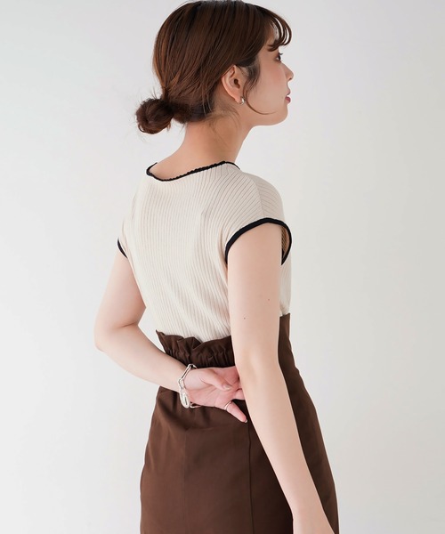 natural couture（ナチュラルクチュール）の「バイカラーリブニット（ニット/セーター・レディース・ブラック/アイボリー/モカ・FREE）」の22枚目の写真