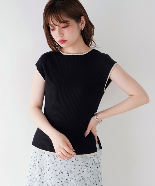 natural couture（ナチュラルクチュール）の「バイカラーリブニット（ニット/セーター・レディース・ブラック/アイボリー/モカ・FREE）」の20枚目の写真