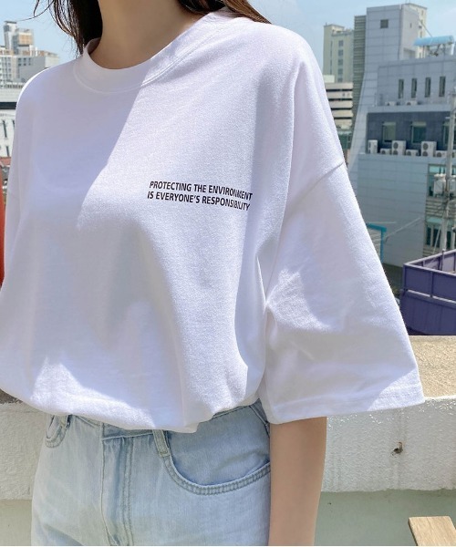 SONA(ソナ)の「SONYUNARA METEORバックプリント半袖Tシャツ(Tシャツ/カットソー・レディース・ブラック/アイボリー・FREE)」の7枚目の写真