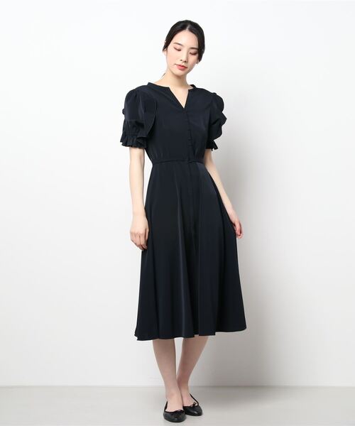 アナイ　ANAYI ポプリンラッフルワンピース ベルト ネイビー 38 ANAYI（アナイ）の「ポプリンラッフル ワンピース（ワンピース）」 - WEAR