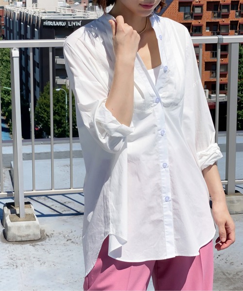 ottilie（オティーリエ）の「タキシードヨークシャツ（シャツ/ブラウス・レディース・オフホワイト/ストライプ・FREE）」の7枚目の写真