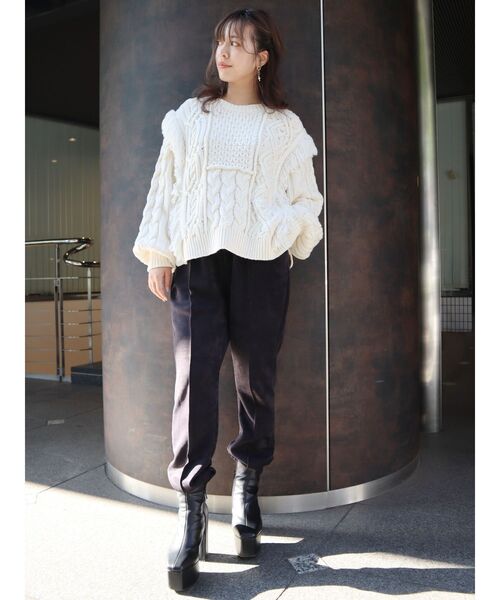 EVRIS（エヴリス）の「リラックススウェットパンツ（スウェットパンツ・レディース・グリーン/ブラック・FREE）」の3枚目の写真