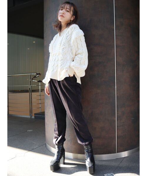 EVRIS（エヴリス）の「リラックススウェットパンツ（スウェットパンツ・レディース・グリーン/ブラック・FREE）」の5枚目の写真