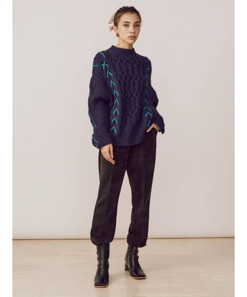 EVRIS（エヴリス）の「リラックススウェットパンツ（スウェットパンツ・レディース・グリーン/ブラック・FREE）」の6枚目の写真