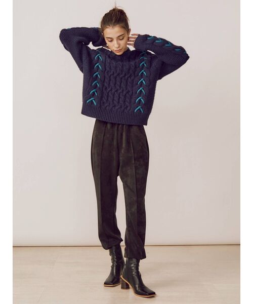 EVRIS（エヴリス）の「リラックススウェットパンツ（スウェットパンツ・レディース・グリーン/ブラック・FREE）」の11枚目の写真