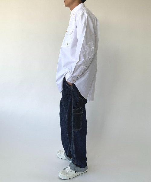 BROOKLYN OVERALL（ブルックリンオーバーオール）の「ルーズフィットボタンダウンシャツ（シャツ/ブラウス・メンズ・ホワイト/ネイビー・MEDIUM/LARGE）」の6枚目の写真