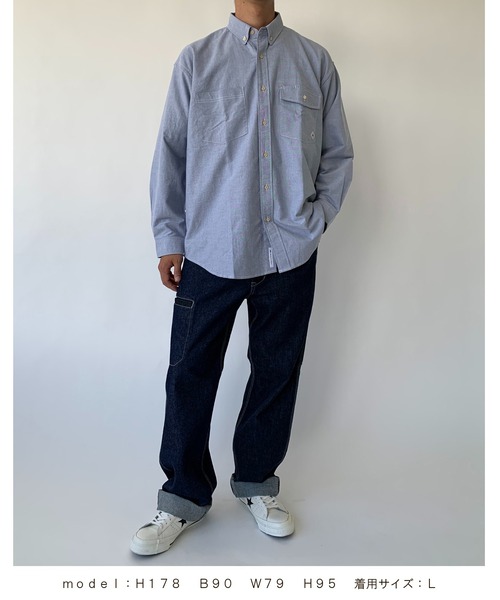 BROOKLYN OVERALL（ブルックリンオーバーオール）の「ルーズフィットボタンダウンシャツ（シャツ/ブラウス・メンズ・ホワイト/ネイビー・MEDIUM/LARGE）」の17枚目の写真