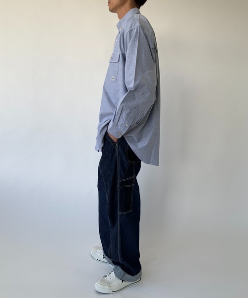 BROOKLYN OVERALL（ブルックリンオーバーオール）の「ルーズフィットボタンダウンシャツ（シャツ/ブラウス・メンズ・ホワイト/ネイビー・MEDIUM/LARGE）」の18枚目の写真