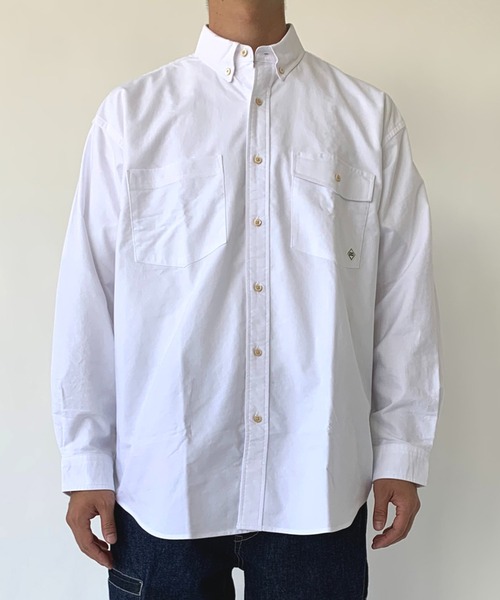 BROOKLYN OVERALL（ブルックリンオーバーオール）の「ルーズフィットボタンダウンシャツ（シャツ/ブラウス・メンズ・ホワイト/ネイビー・MEDIUM/LARGE）」の8枚目の写真