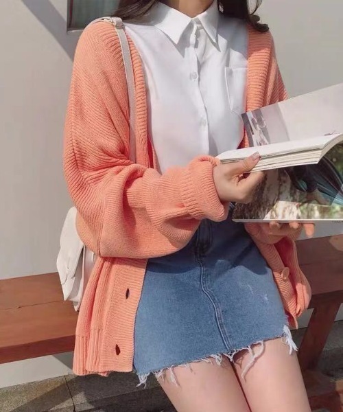 Diosfront（ディオスフロント）の「オーバーサイズニットカーディガン（カーディガン/ボレロ・レディース・ブラック/ネイビー/ピンク/アイボリー・FREE）」の12枚目の写真