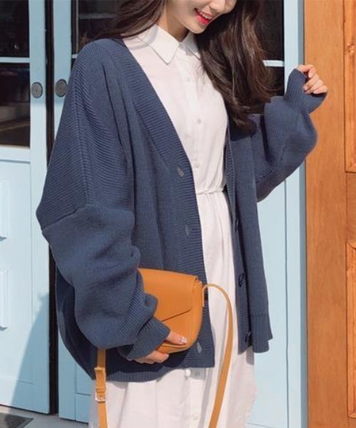 Diosfront（ディオスフロント）の「オーバーサイズニットカーディガン（カーディガン/ボレロ・レディース・ブラック/ネイビー/ピンク/アイボリー・FREE）」の11枚目の写真