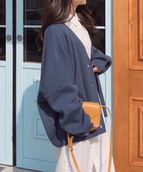 Diosfront（ディオスフロント）の「オーバーサイズニットカーディガン（カーディガン/ボレロ・レディース・ブラック/ネイビー/ピンク/アイボリー・FREE）」の20枚目の写真