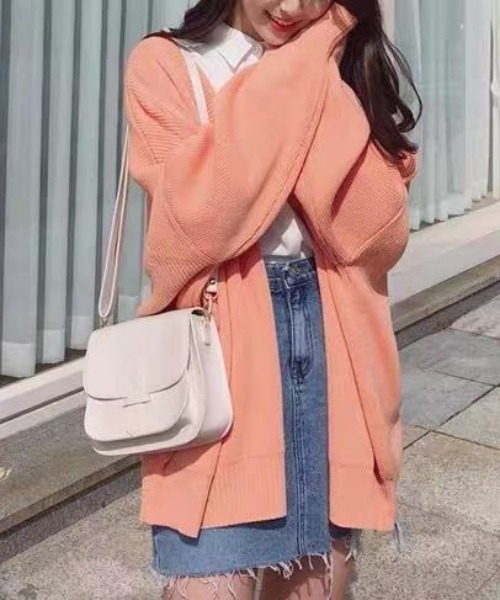 Diosfront（ディオスフロント）の「オーバーサイズニットカーディガン（カーディガン/ボレロ・レディース・ブラック/ネイビー/ピンク/アイボリー・FREE）」の15枚目の写真